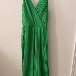 Vibrant Green Pleated Dress